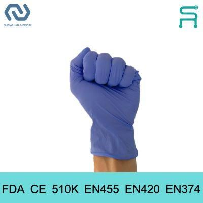 Sterile and Non Sterile Powder Free 510K En455 Disposable Nitrile Examination Gloves
