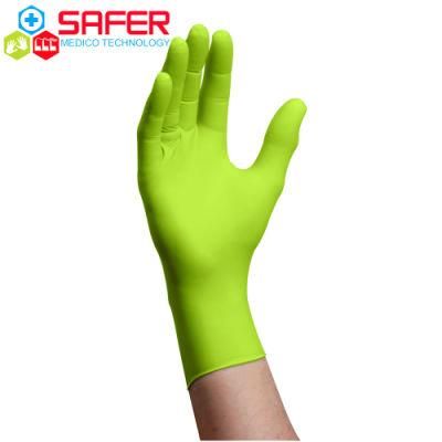 Green Color Examination Disposable Gloves with Nitrile