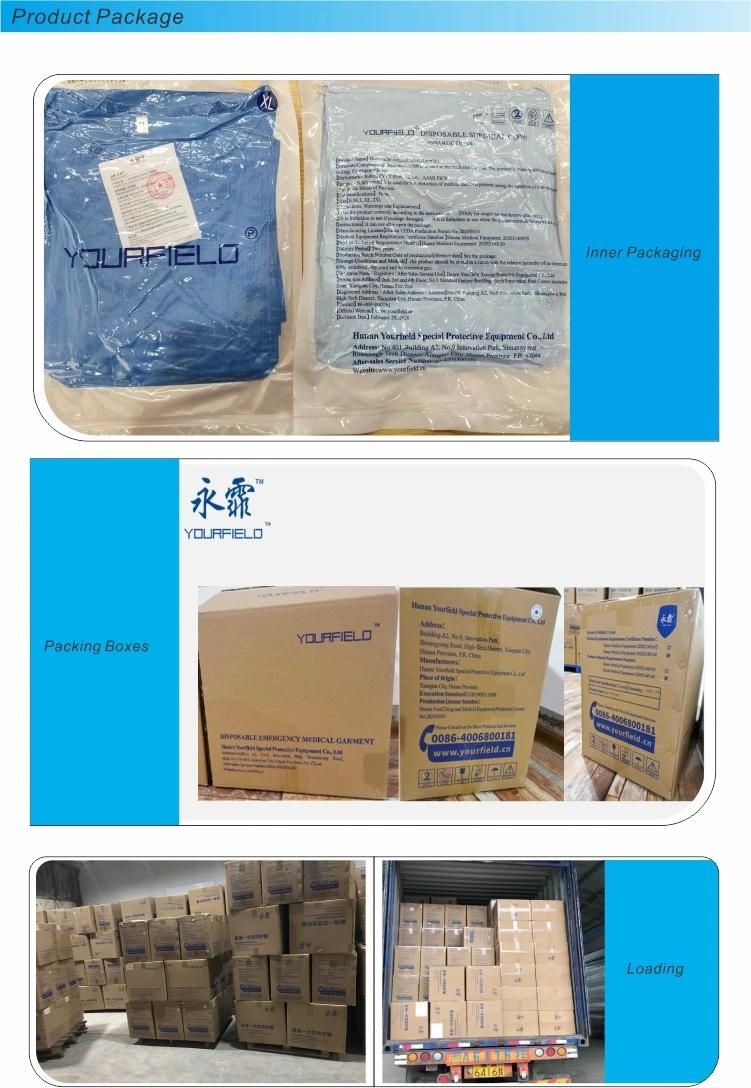 Medical Supply SMS+PE Non Woven Fabrics Sterilization Disposable Coverall FDA/CE/En Certificated