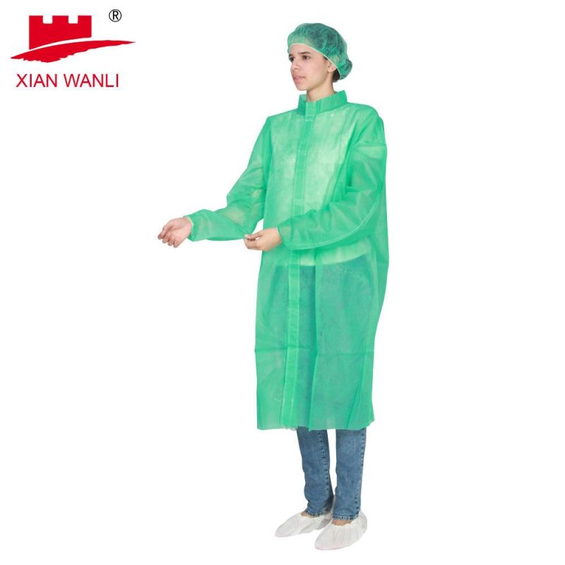 Disposable Spp Non-Woven Long Sleeve Protective Lab Coat