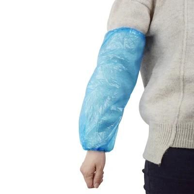 Blue White Disposable PE Sleeve Cover Waterproof Plastic Protective Arm Cover