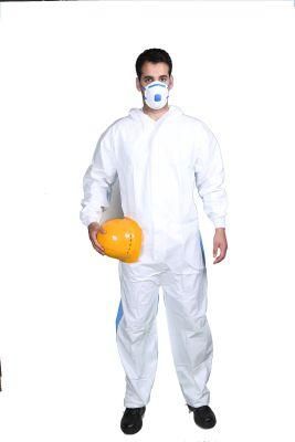 White Safety Workwear Disposable Microporous Combined with SMS Type 5/6 Coverall