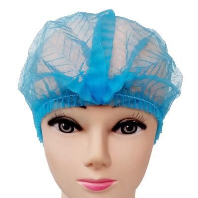 in Stock Disposable Non Woven Hair Nets Pleated Head Cover Clip Cap Bouffant Cap for Surgical Medical