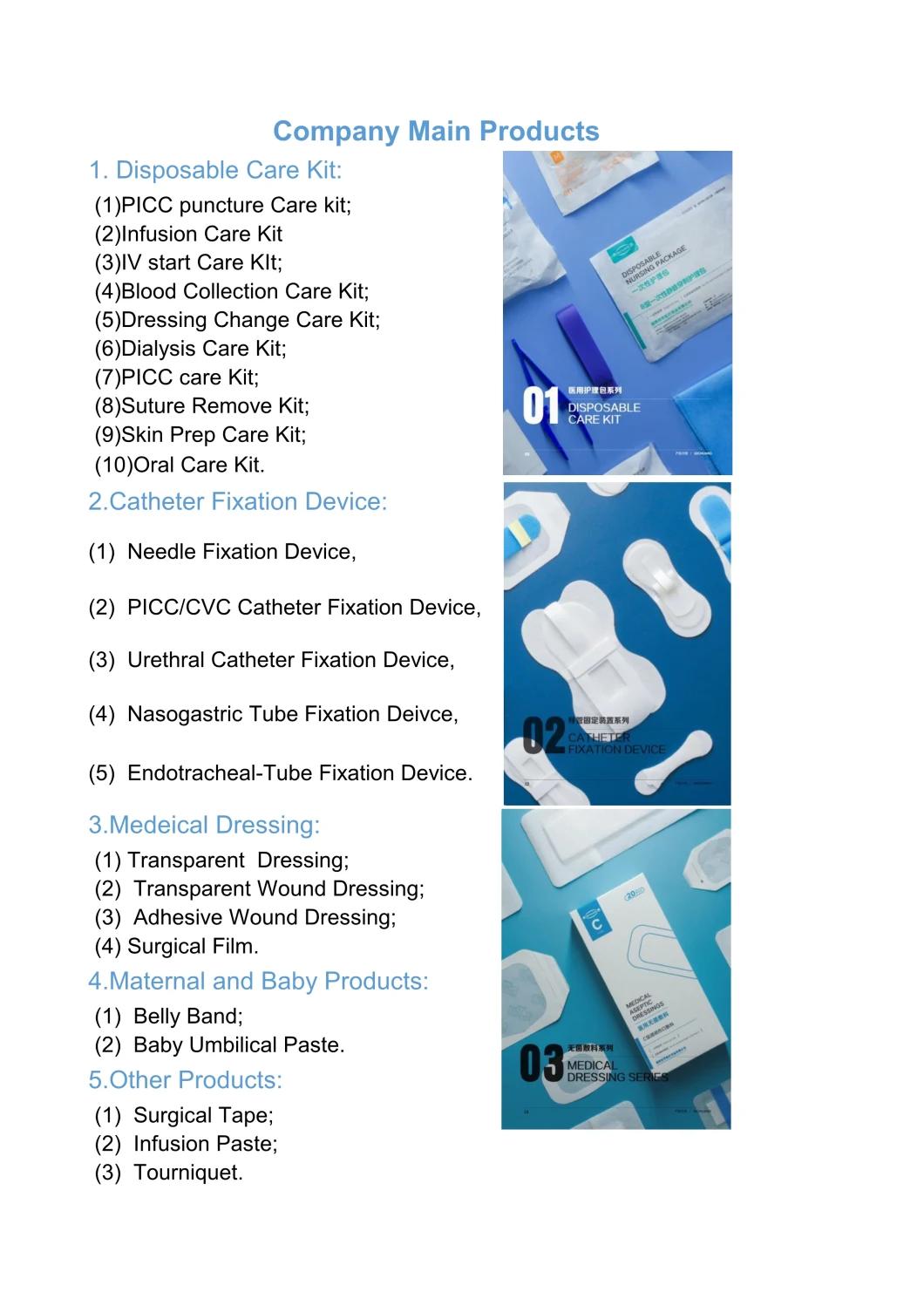 Transparent Waterproof Medical Dressing for IV Fixing