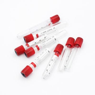 Red Cap Vacuum Collecting Blood Sample Collection Test Plain Tube