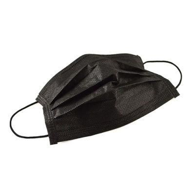 3 Ply 50 Count Non Woven Sanitary Breathable Daily Use Pleated Medical Disposable Earloop Black Surgical Mask