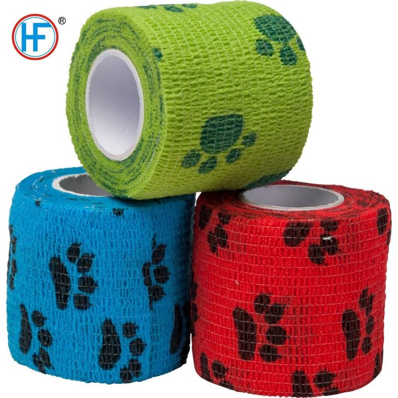 Colored Nonwoven Fabric Flexible Self Adhesive Cohesive Bandage Medical Elastic Pet Vet Wrap Bandage