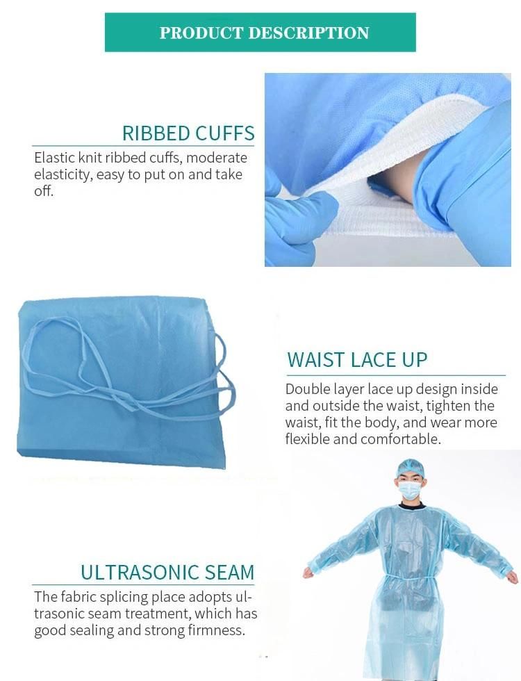 Disposable Protective Suit Sterilization Surgical/Medical Gowns Nonwoven Suit Gown Isolation Gown Approved Protective Products