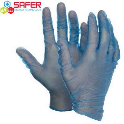 CE Approved Blue Powdered Vinyl Disposable Gloves