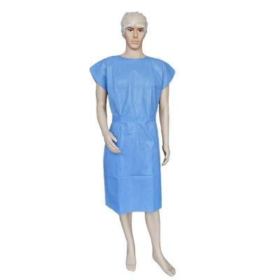 Disposable Non-Woven Blue SMS Sleeveless Short Sleeve Hospital Gown Non-Transparent Robe Apron for Adults Kids Pediatric