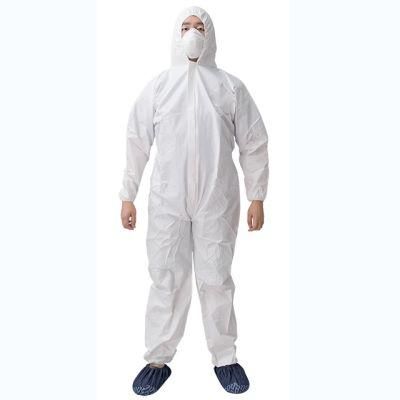 Factory White Type 5 Type 6 Disposable Hooded Microporous Coveralls