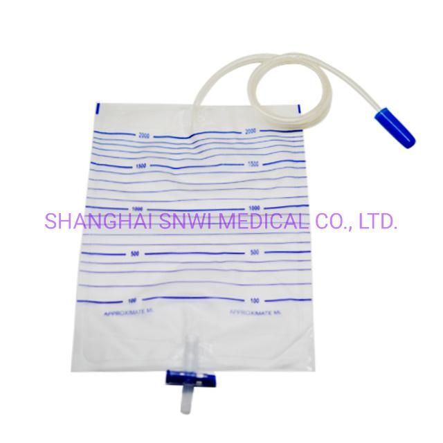2000ml Medical Disposable Catheter Drainage Bag Urine Bag with Push Outlet