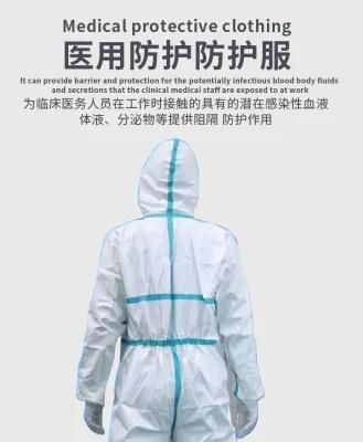 Disposable Non-Woven Elastic SMS Non-Woven Fabrics 40 GSM Isolation Gown Protective Clothing