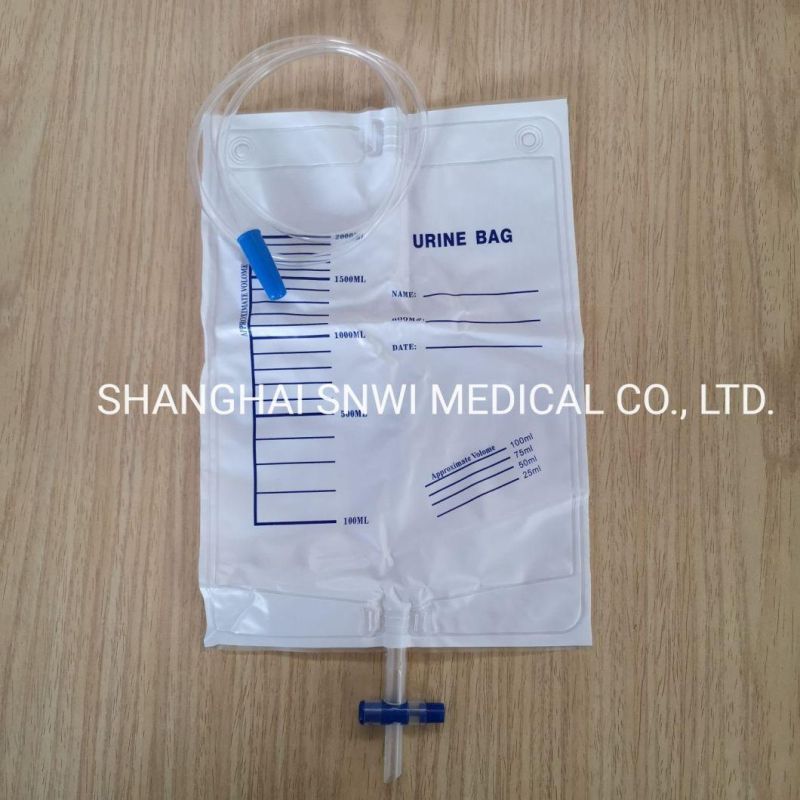 2000ml Disposable Medical Sterile Luxury Urinary Collection Drainage Urine Bag with T-Valve