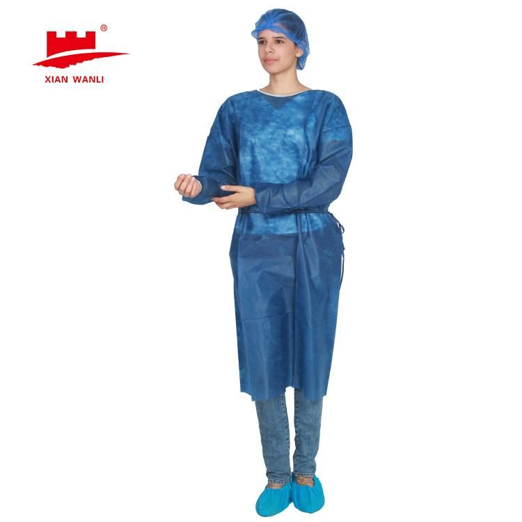 Cheap China Manufacturer Eco Friendly SMS Nonwoven Fabric Sterile Reinforced Disposable Medical Gown for Patients
